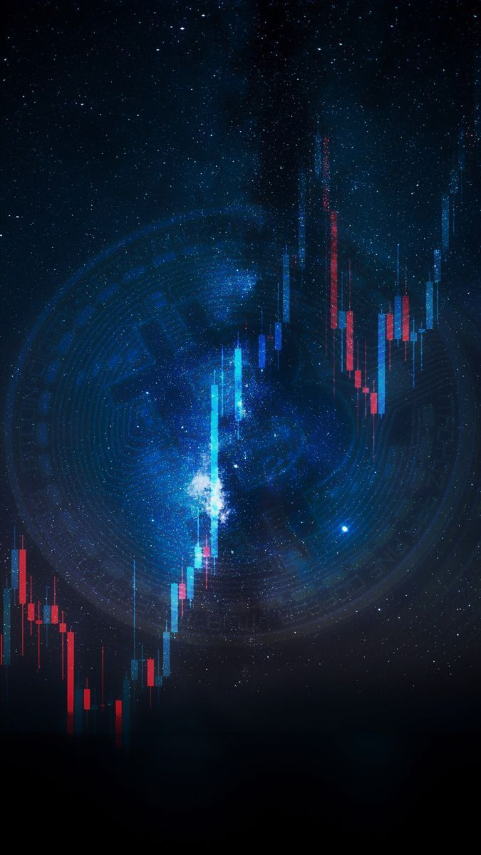 Abstract market cycle and candlestick visualization